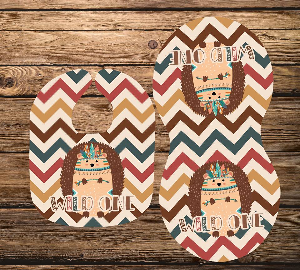 Bib and Burp Cloth Woodland Animals Twisted 8 Designs