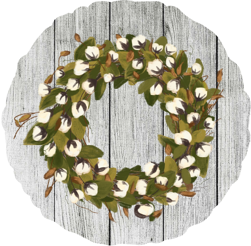August - Cotton Wreath